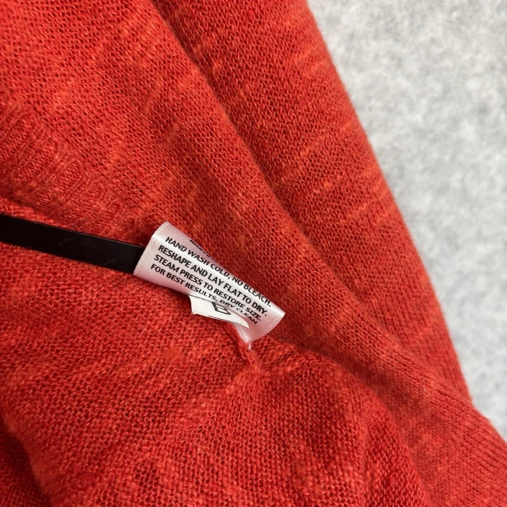 Eileen Fisher Womens Sz Petite PM Linen Blend Open Front Cardigan Sweater Orange - Picture 7 of 7